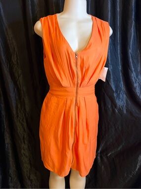 Bar III Bright Orange Zip-Front Mini Dress
